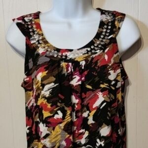 Christopher & Banks Sleeveless Top Medium MP Ruched Multicolor‎ Petite A354